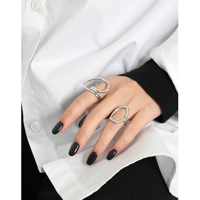 Geometric Hollow O Shape 925 Sterling Silver Adjustable Ring