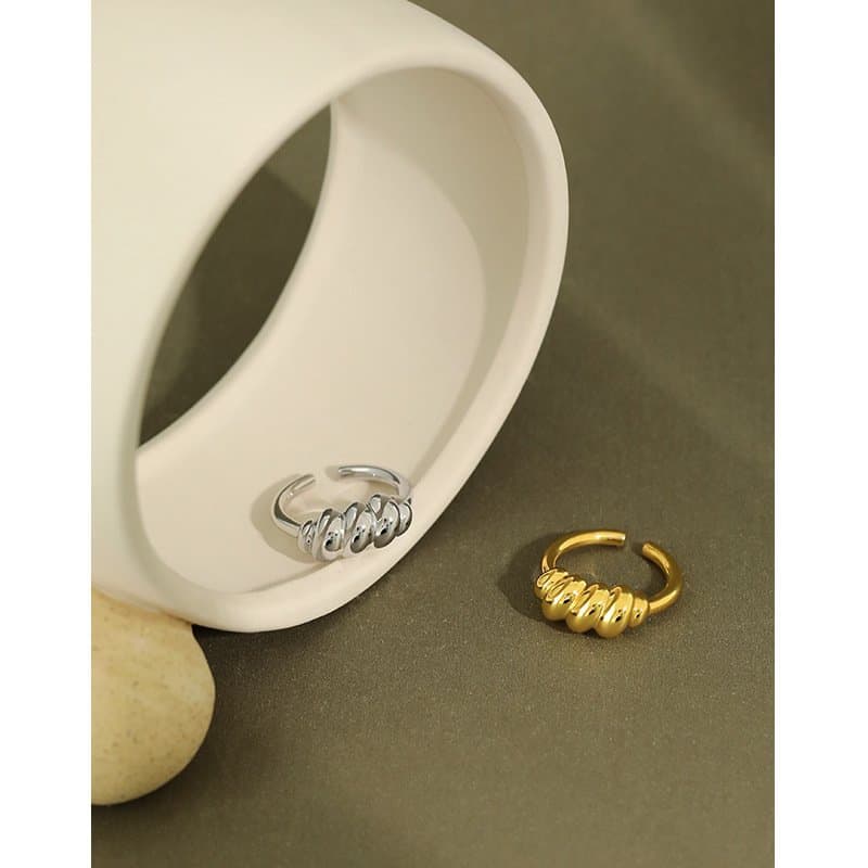 Thread Twisted 925 Sterling Silver Adjustable Ring