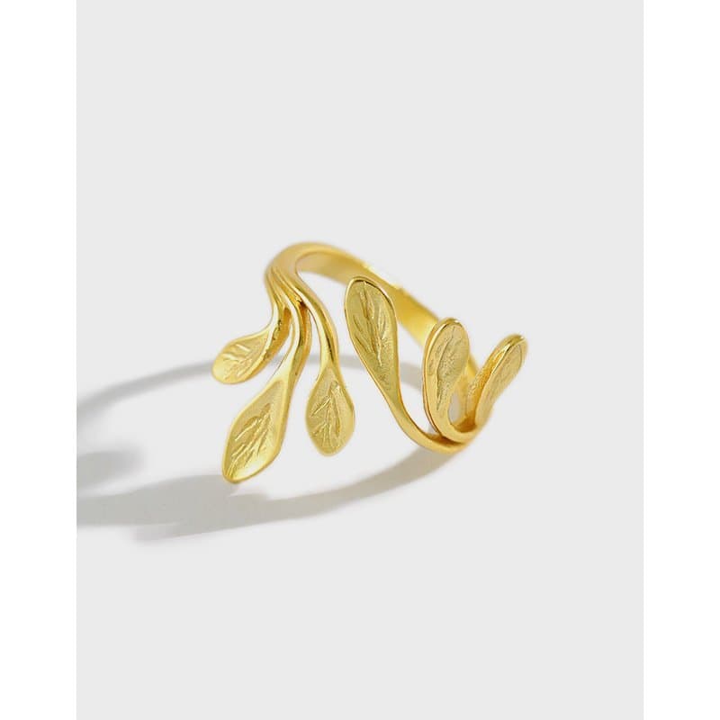 Olive Branch Leaves 925 Sterling Silver Adjustable Ring