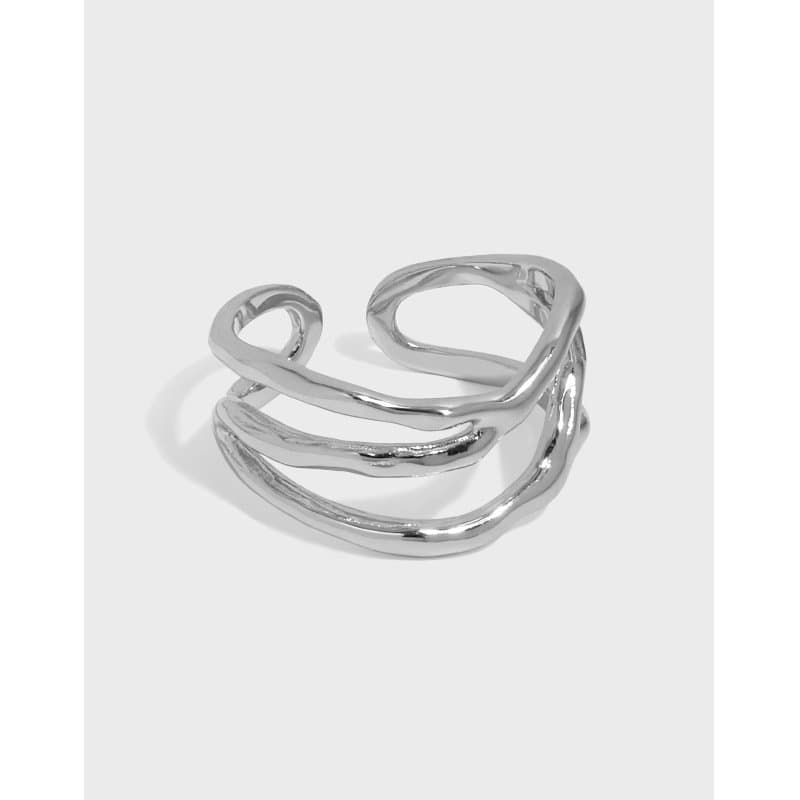 Triple Layers Wide 925 Sterling Silver Adjustable Ring