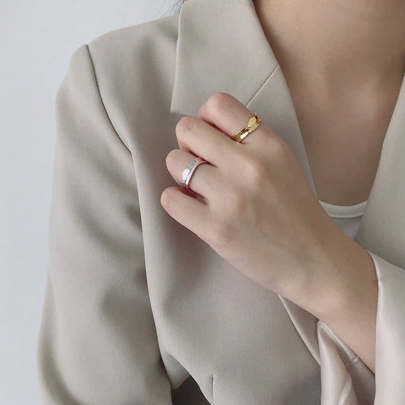 Irregular Wave 925 Sterling Silver Adjustable Ring