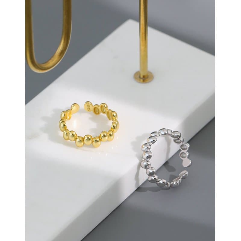 Irregular Beads Bubbles 925 Sterling Silver Adjustable Ring