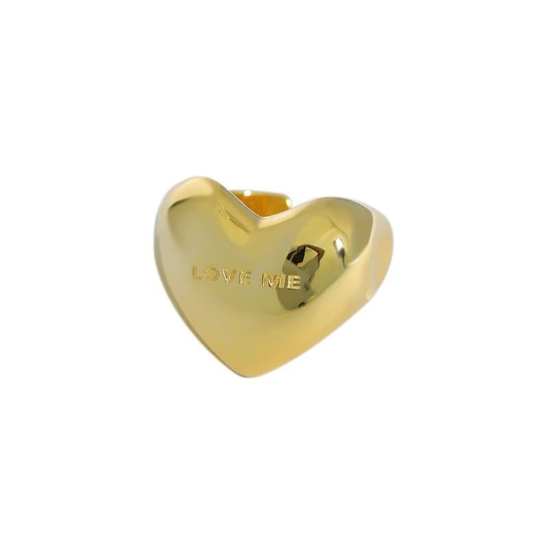 LOVE ME Letters Heart 925 Sterling Silver Adjustable Ring