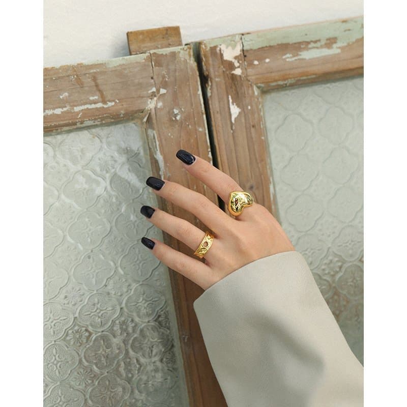 LOVE ME Letters Heart 925 Sterling Silver Adjustable Ring