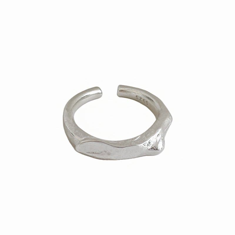 Irregular Geometric Concave Convex 925 Sterling Silver Adjustable Ring