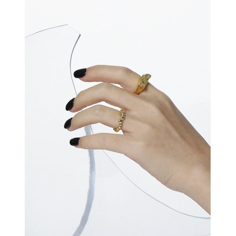 Minimalist Geometric Moon 925 Sterling Silver Adjustable Ring