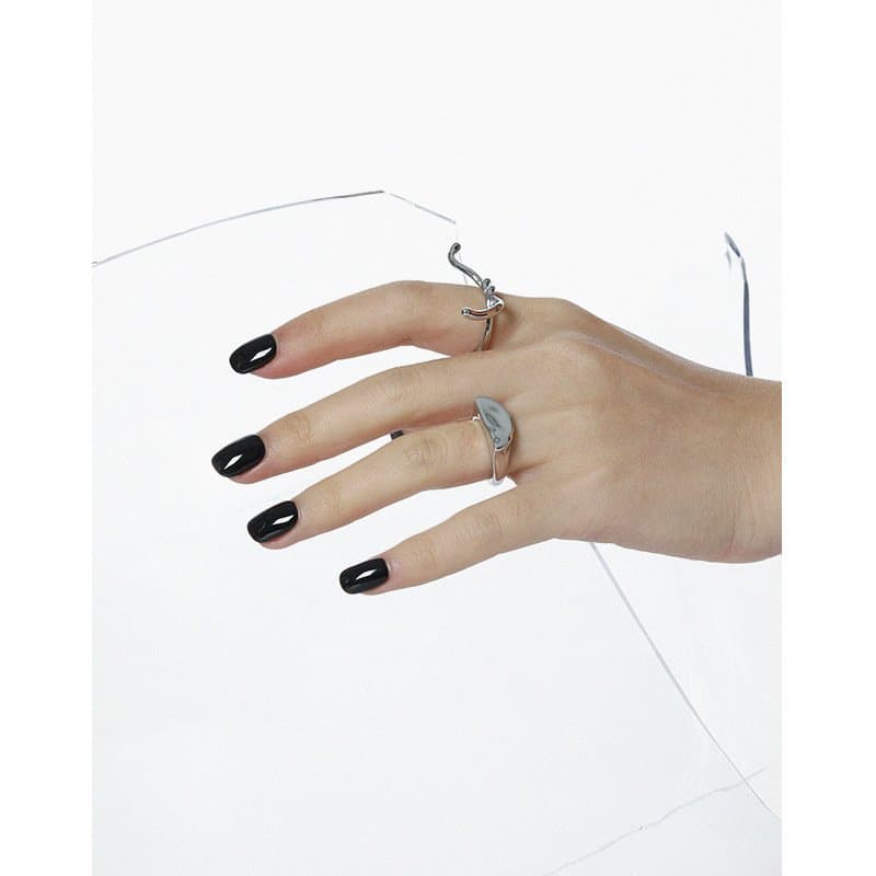Minimalist Geometric Moon 925 Sterling Silver Adjustable Ring