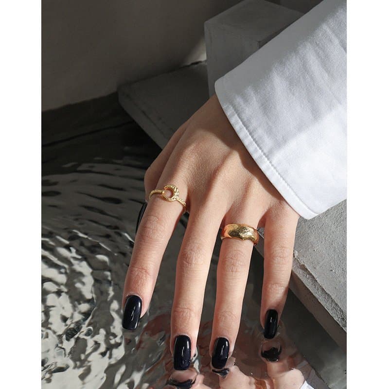 Geometric Texture 925 Sterling Silver Adjustable Ring