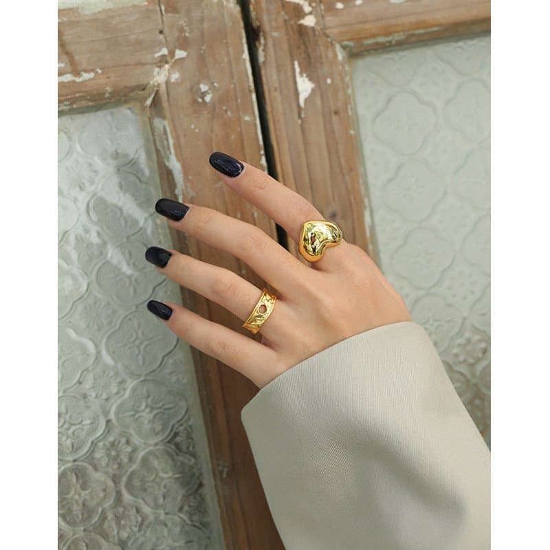 Hollow Holes Irregular 925 Sterling Silver Adjustable Ring