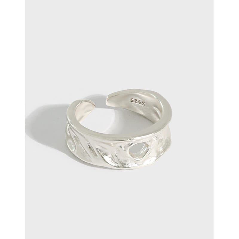Hollow Holes Irregular 925 Sterling Silver Adjustable Ring