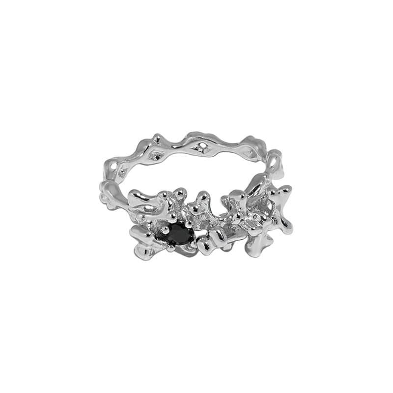 Irregular Lava CZ 925 Sterling Silver Adjustable Ring
