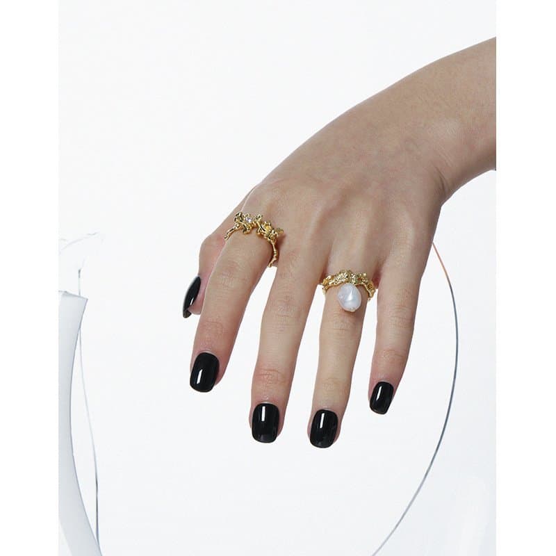Irregular Lava CZ 925 Sterling Silver Adjustable Ring