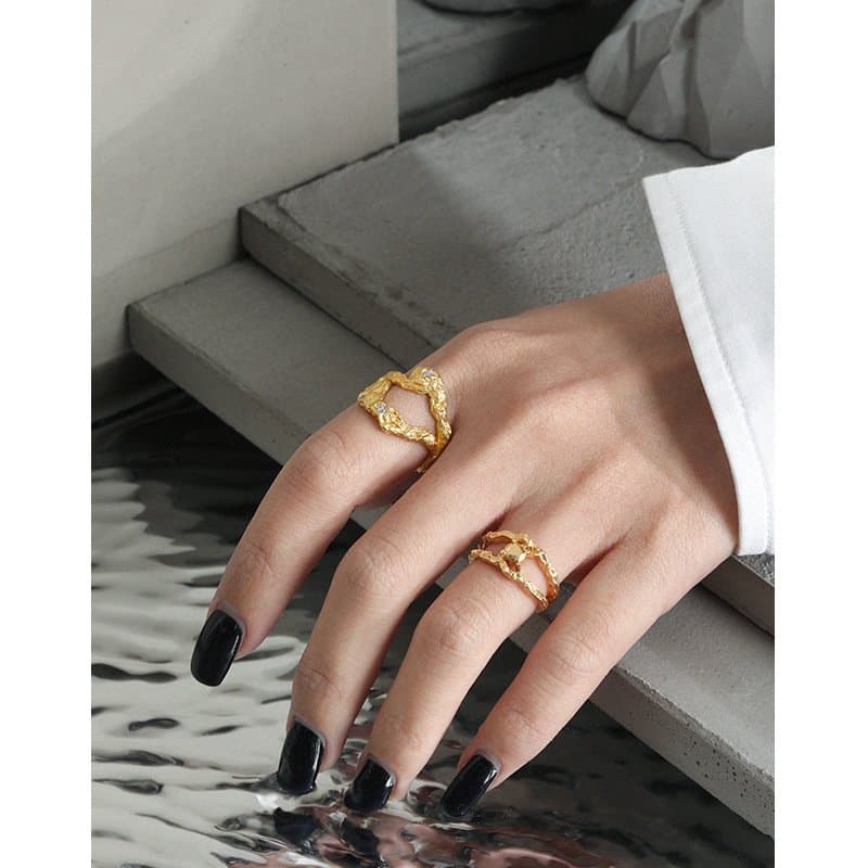 Irregular Circle 925 Sterling Silver Adjustable Ring