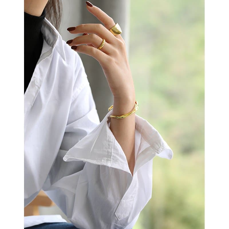 Minimalist Irregular 925 Sterling Silver Adjustable Ring