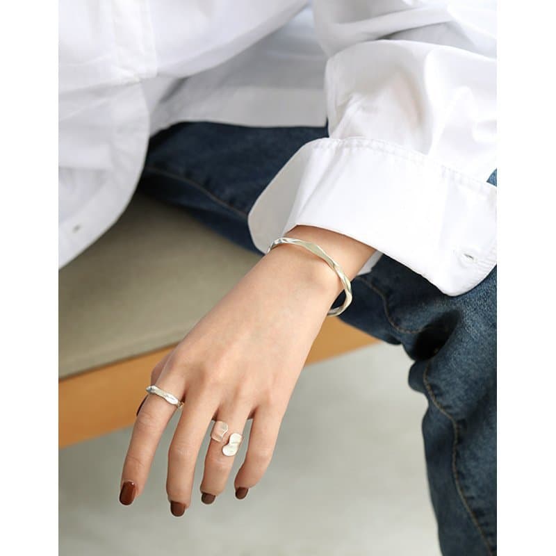 Minimalist Irregular 925 Sterling Silver Adjustable Ring