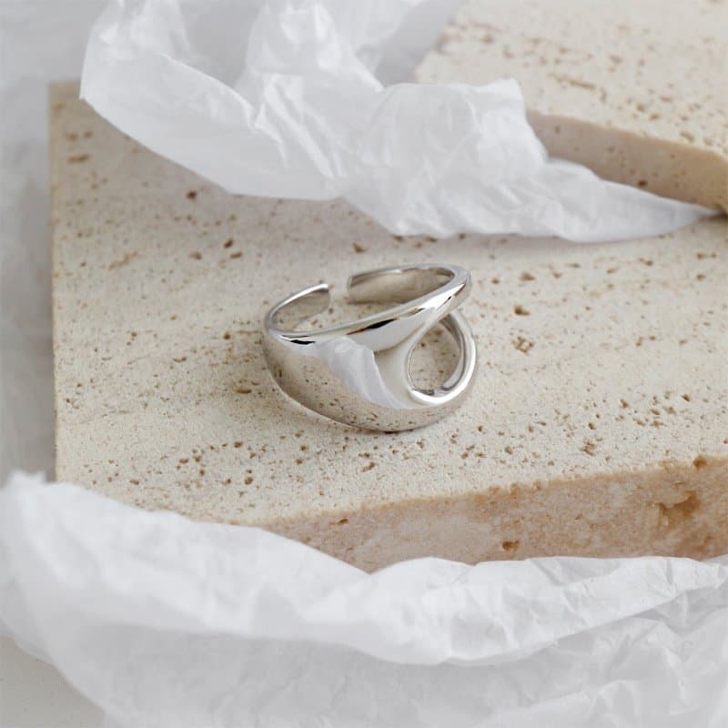 Irregular Hollow 925 Sterling Silver Adjustable Ring