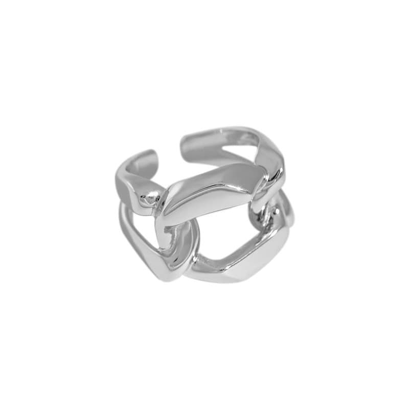 Hollow Wide Chain 925 Sterling Silver Adjustable Ring