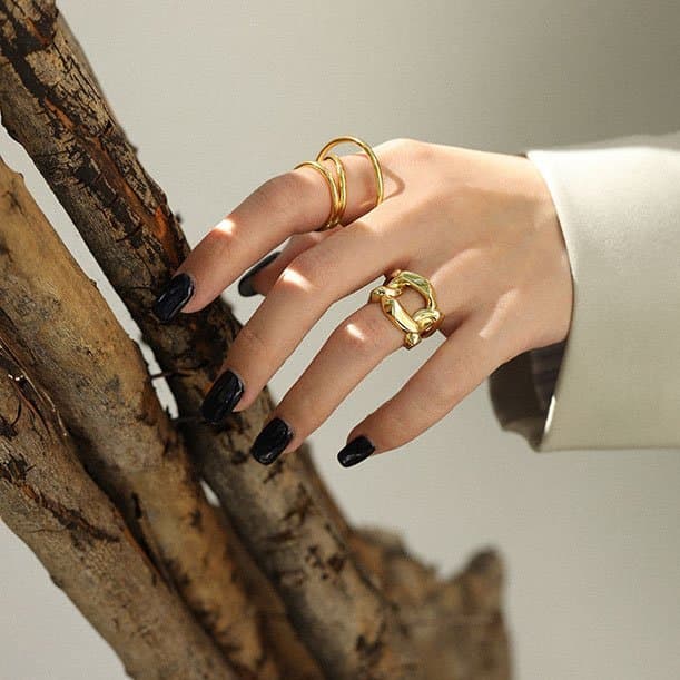 Hollow Wide Chain 925 Sterling Silver Adjustable Ring