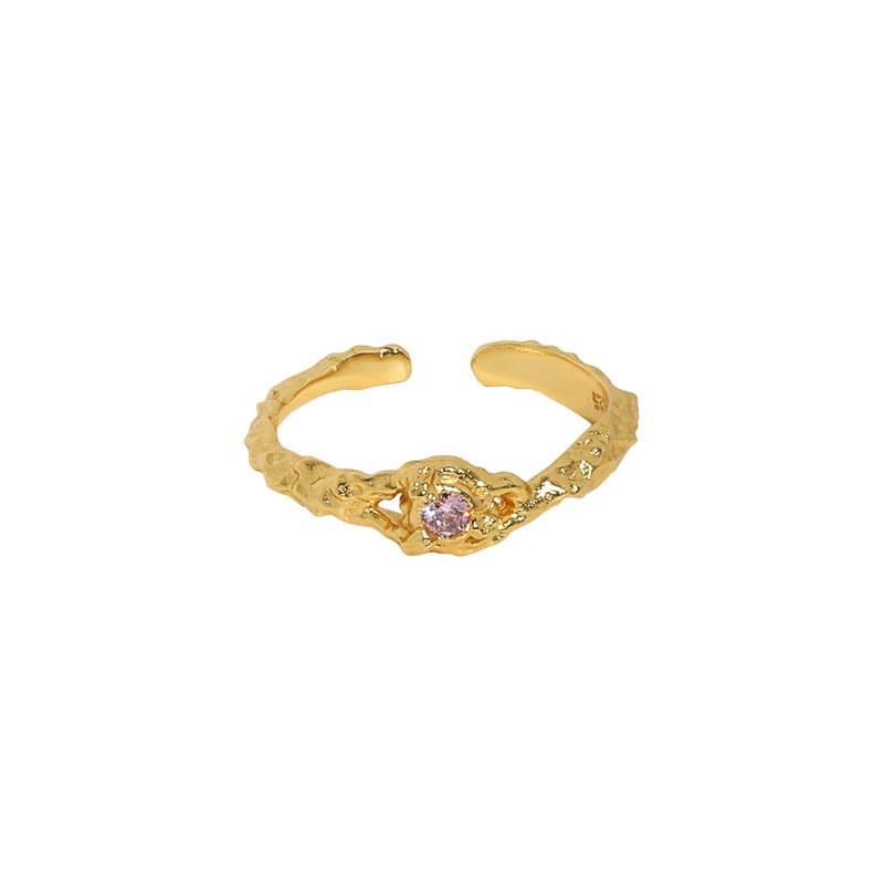 Irregular Round CZ 925 Sterling Silver Adjustable Ring
