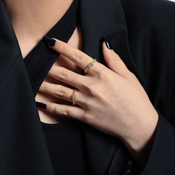 Irregular Round CZ 925 Sterling Silver Adjustable Ring