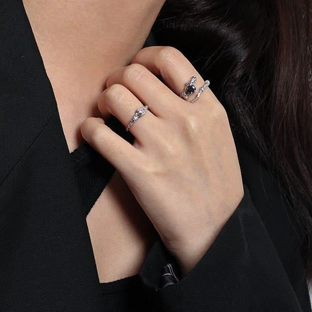 Irregular Round CZ 925 Sterling Silver Adjustable Ring