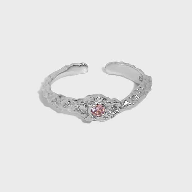 Irregular Round CZ 925 Sterling Silver Adjustable Ring