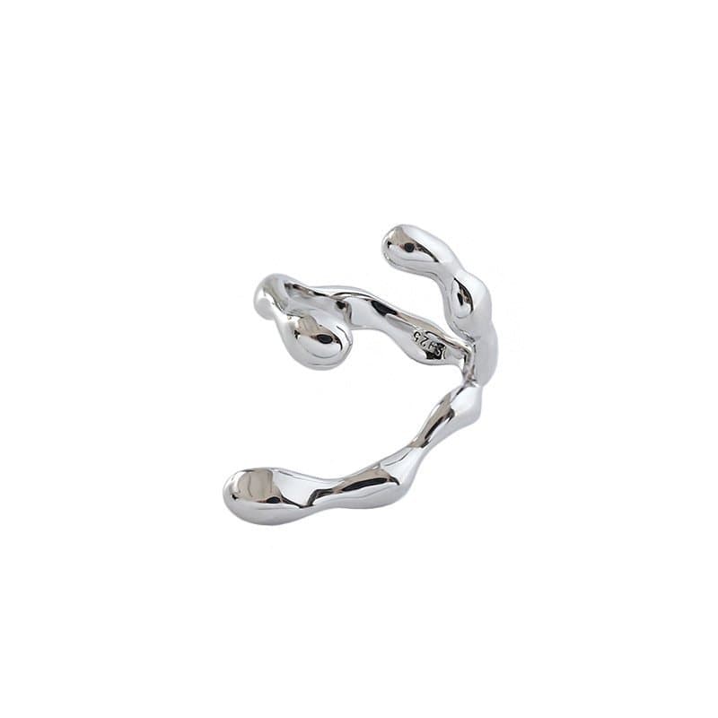 Irregular C Shape Wide 925 Sterling Silver Adjustable Ring