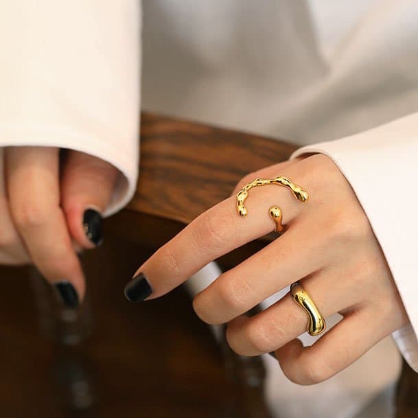 Irregular C Shape Wide 925 Sterling Silver Adjustable Ring