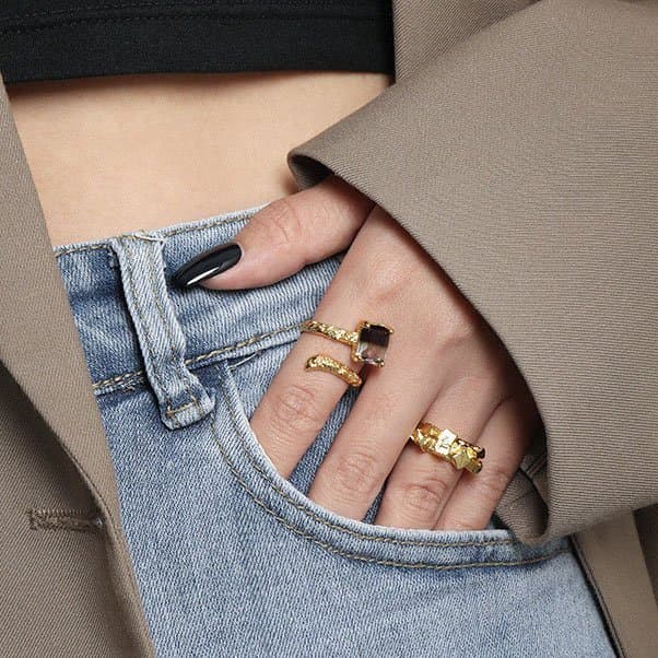 Elegant Geometric Fading CZ 925 Sterling Silver Adjustable Ring