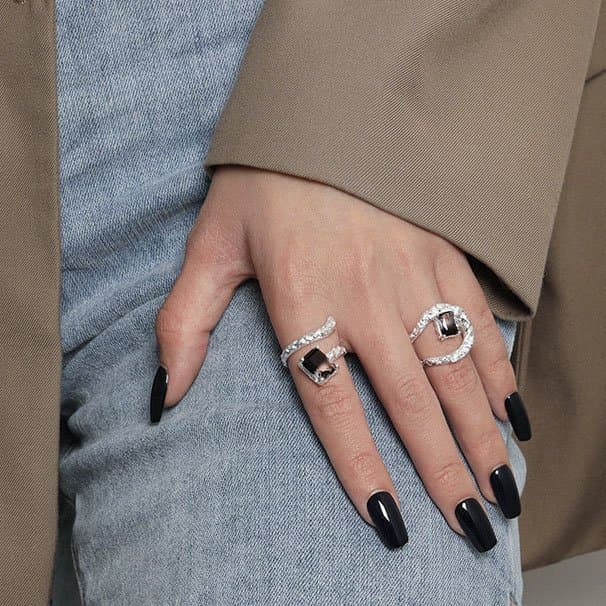 Elegant Geometric Fading CZ 925 Sterling Silver Adjustable Ring