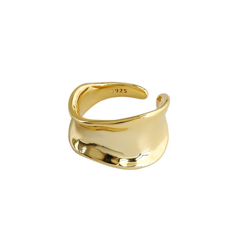 Irregular Flow River Wide 925 Sterling Silver Adjustable Ring