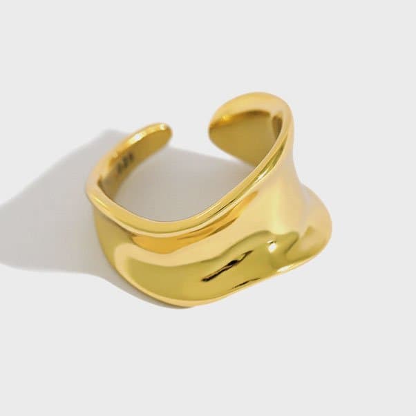 Irregular Flow River Wide 925 Sterling Silver Adjustable Ring