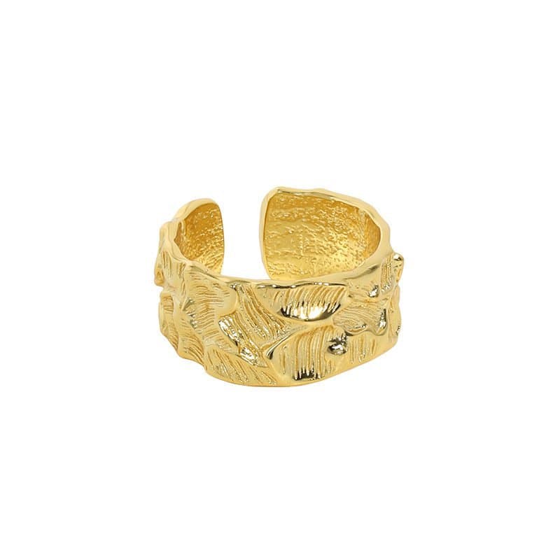 Irregular Face Wide 925 Sterling Silver Adjustable Ring
