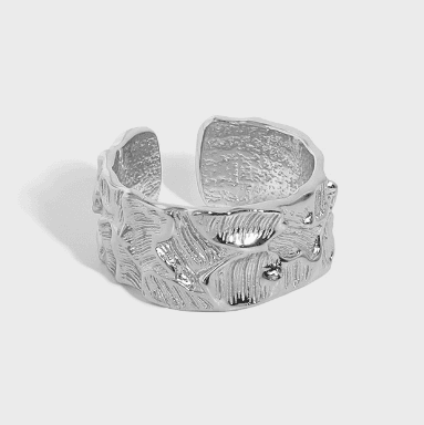 Irregular Face Wide 925 Sterling Silver Adjustable Ring