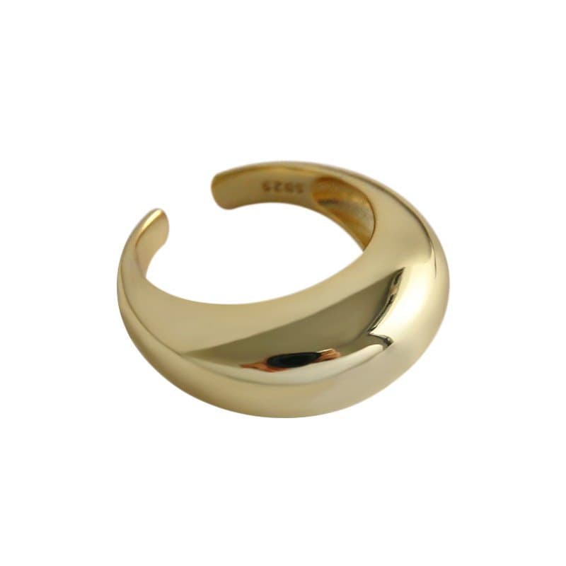 Round Circle Wide 925 Sterling Silver Adjustable Ring