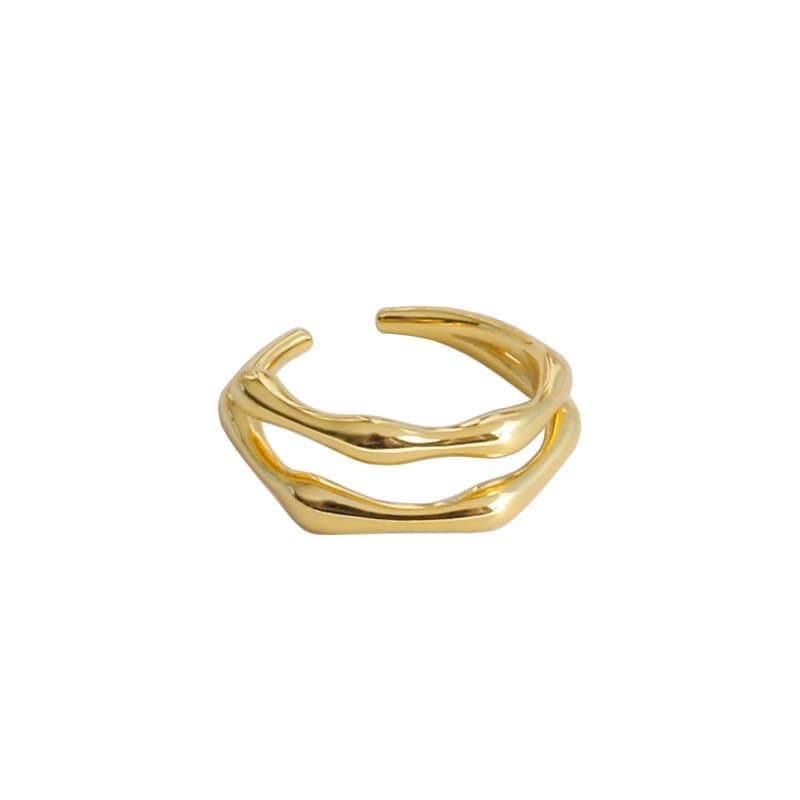 Double Layer Irregular 925 Sterling Silver Adjustable Tail Ring