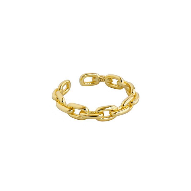 Classic Hollow Chain 925 Sterling Silver Adjustable Ring