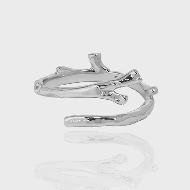 Irregular Tree Branch 925 Sterling Silver Adjustable Ring