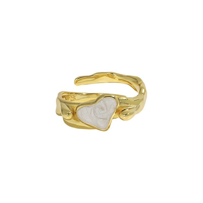 Irregular CZ Heart 925 Sterling Silver Adjustable Ring