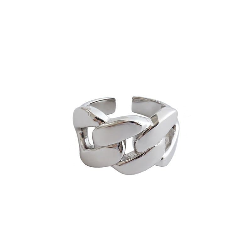 Thick Hollow Chain 925 Sterling Silver Adjustable Ring