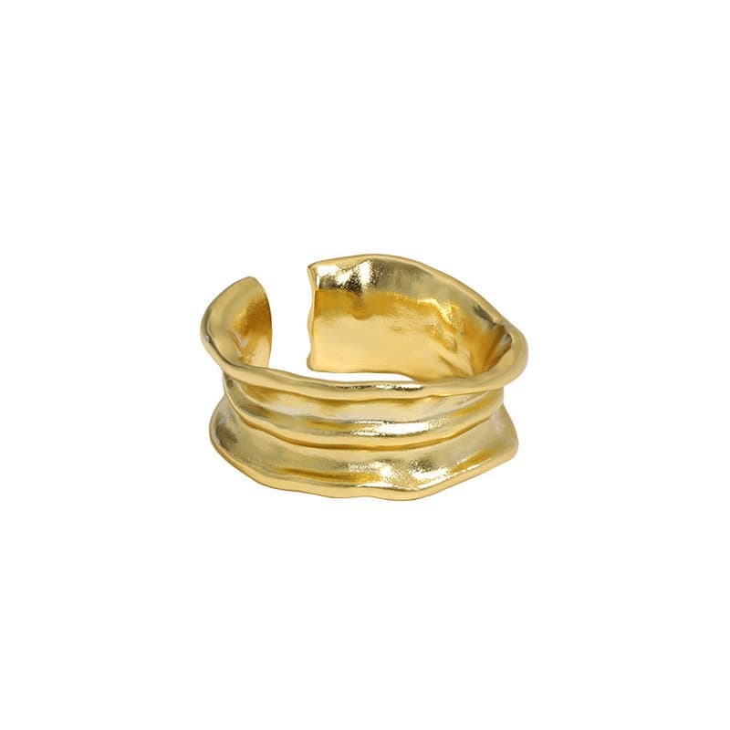 Irregular Wrinkle Texture 925 Sterling Silver Adjustable Ring