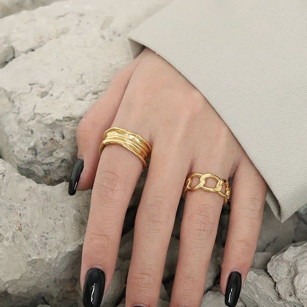 Irregular Wrinkle Texture 925 Sterling Silver Adjustable Ring