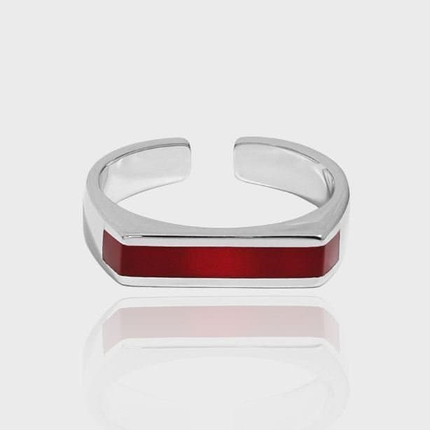 Geometric Rectangle 925 Sterling Silver Adjustable Ring