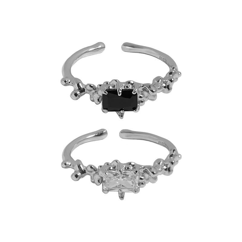 Geometric CZ Rectangle 925 Sterling Silver Adjustable Rings