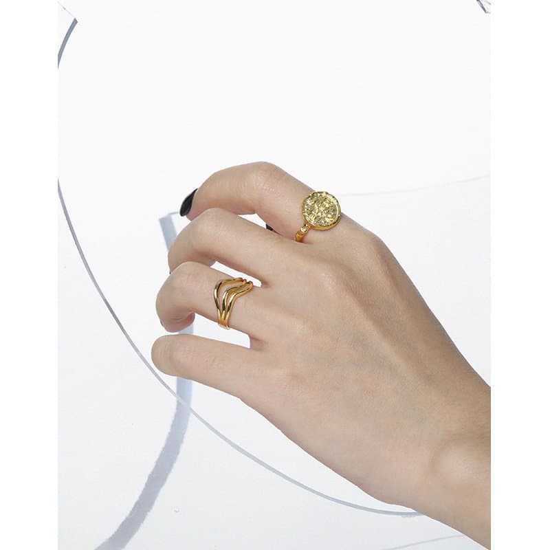Round Direction Compass 925 Sterling Silver Adjustable Ring