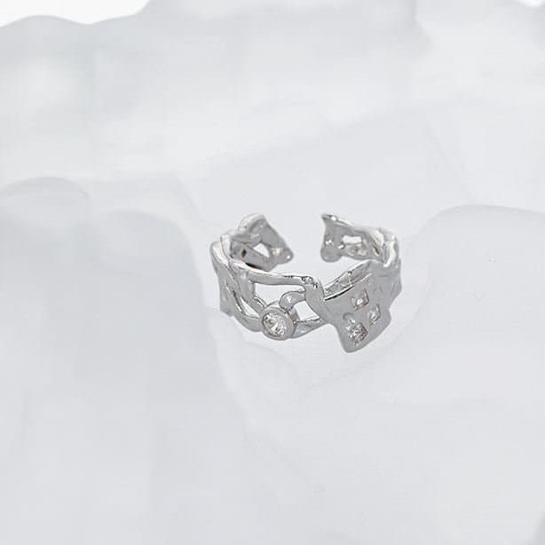 Hollow Irregular CZ 925 Sterling Silver Adjustable Ring