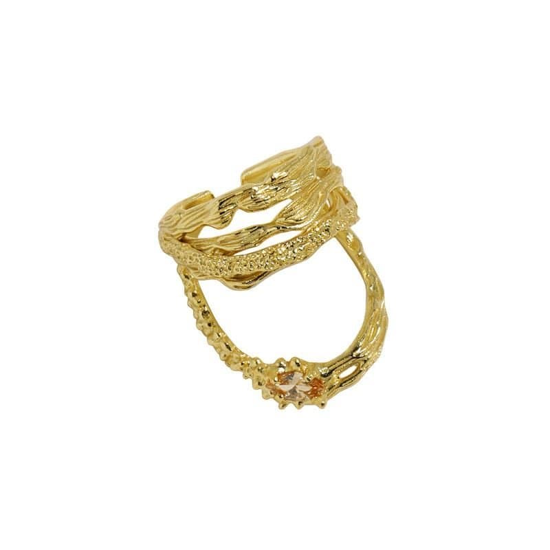 Wide Multi Layer Irregular 925 Sterling Silver Adjustable Ring