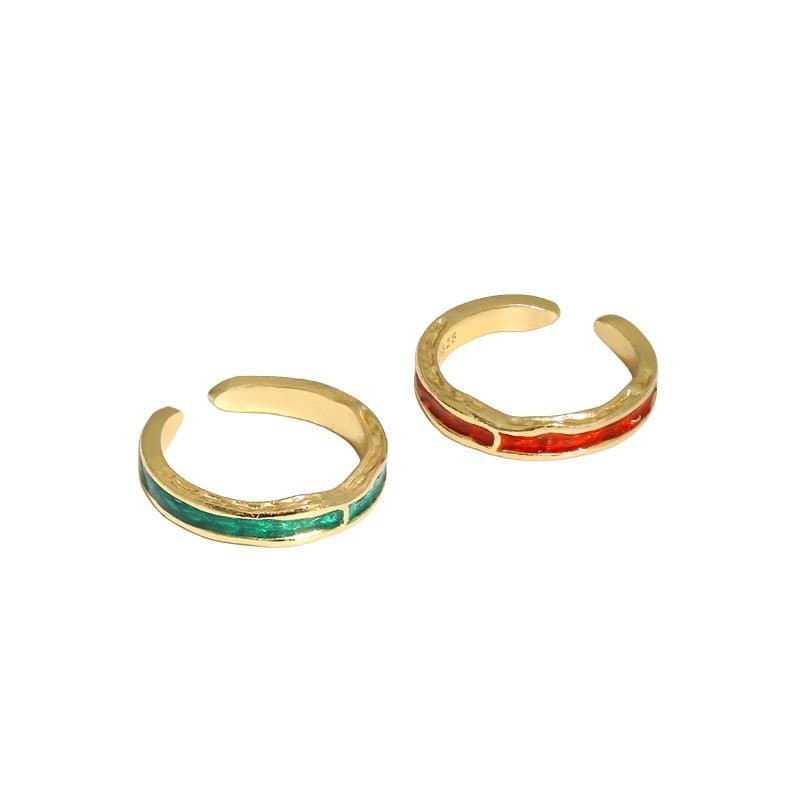 Minimalism Irregular Epoxy 925 Sterling Silver Adjustable Ring