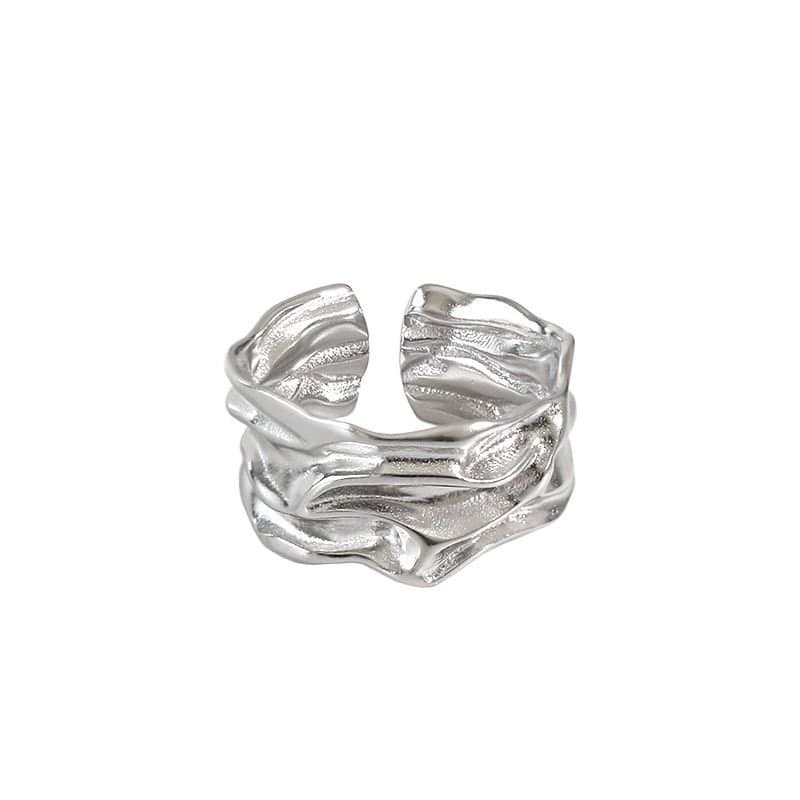 Irregular River 925 Sterling Silver Wide Adjustable Ring