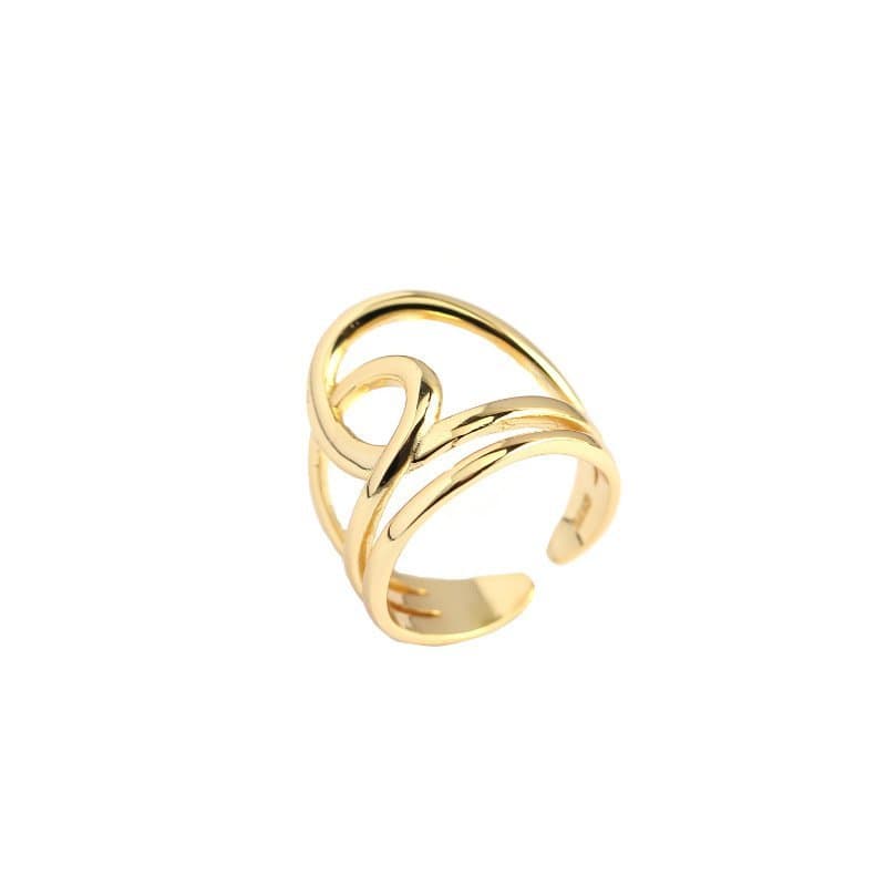 Lines Cross Double Layer 925 Sterling Silver Adjustable Ring